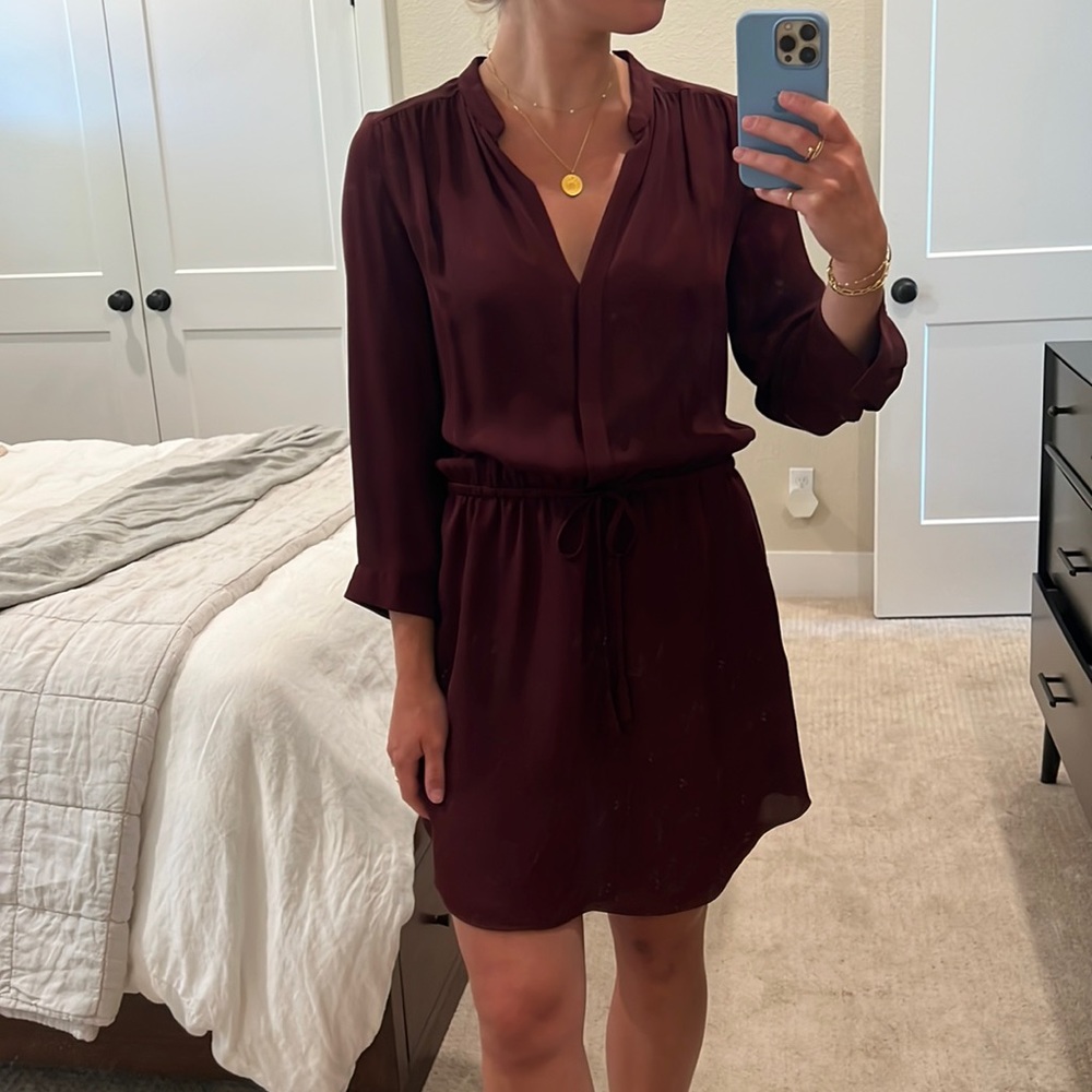 Aritzia Maroon Silk Dress